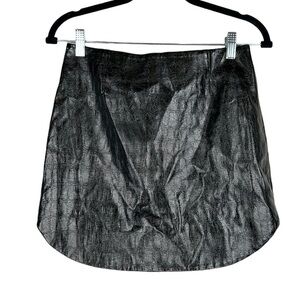 XLE Black Faux Leather Animal Print Embossed Mini‎ Skirt Size Small